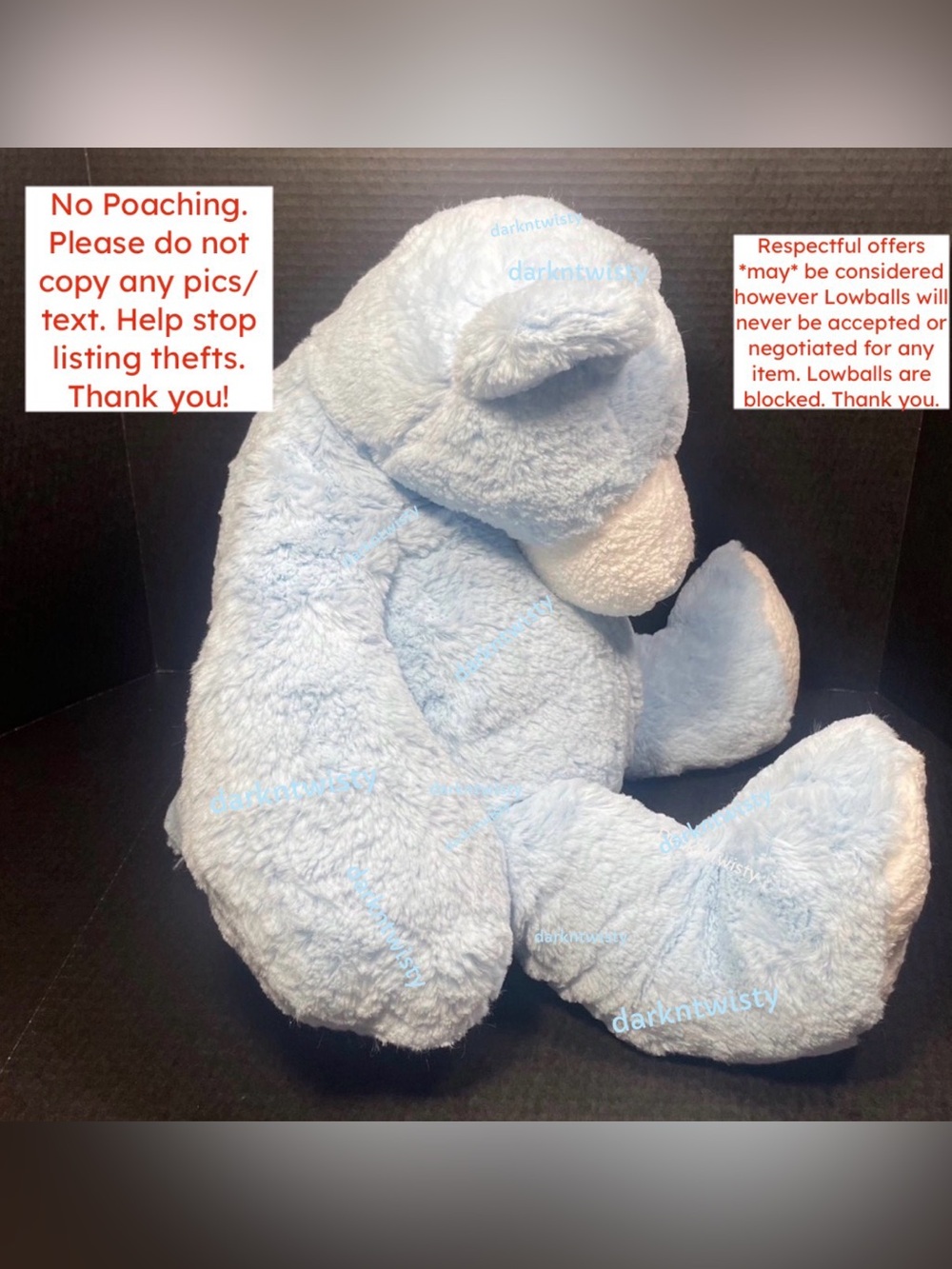 JUMBO RARE VHTF BNWT Mary Meyer Huge Blue Teddy Bear GREAT GIFT - Picture 3 of 8